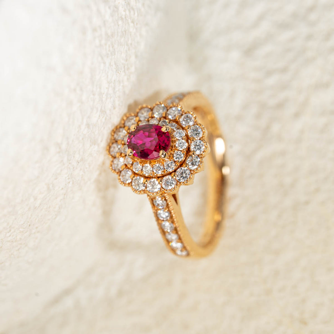 No Heat Natural Pigeon Blood Ruby Diamond Ring D:0.5ct d:0.62ct – 18K Gold Unheated