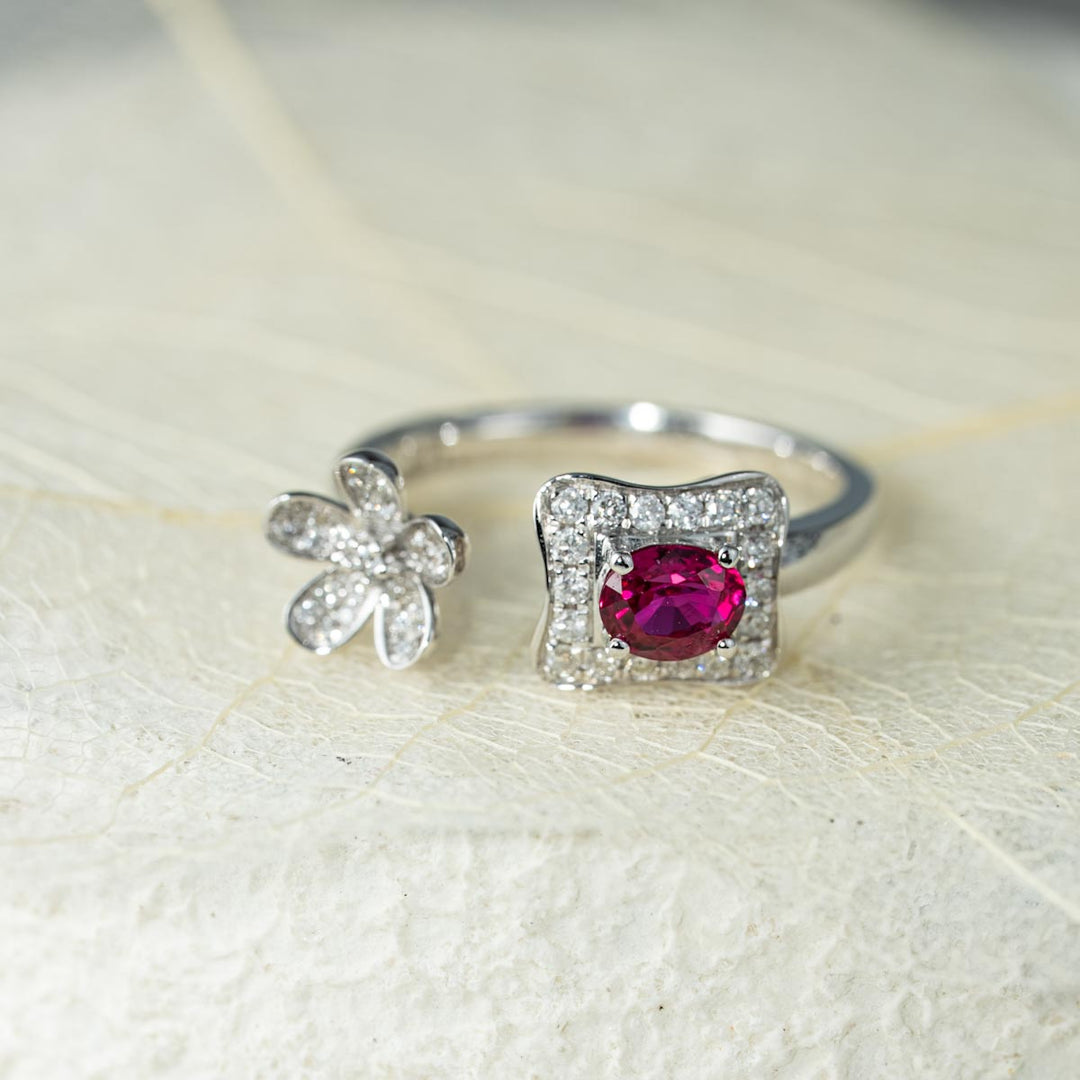 No Heat Natural Ruby Diamond Ring D:0.45ct d:0.227ct – 18K Gold Unheated