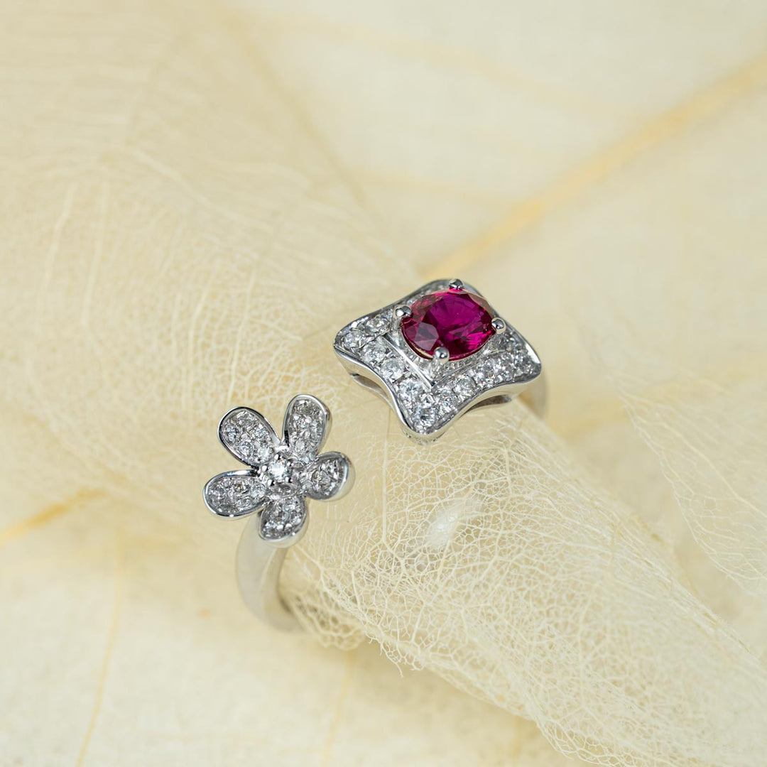 No Heat Natural Ruby Diamond Ring D:0.45ct d:0.227ct – 18K Gold Unheated