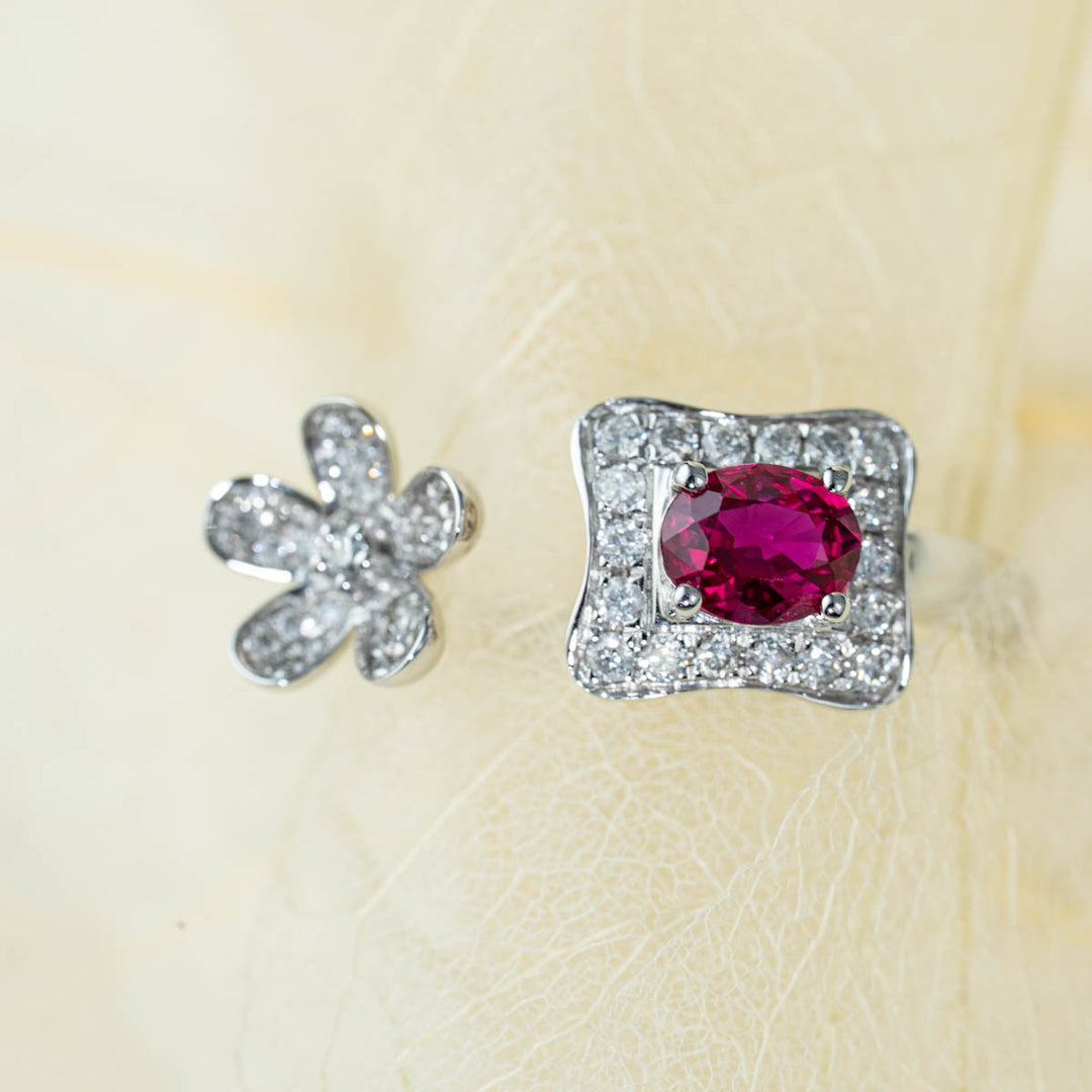 No Heat Natural Ruby Diamond Ring D:0.45ct d:0.227ct – 18K Gold Unheated