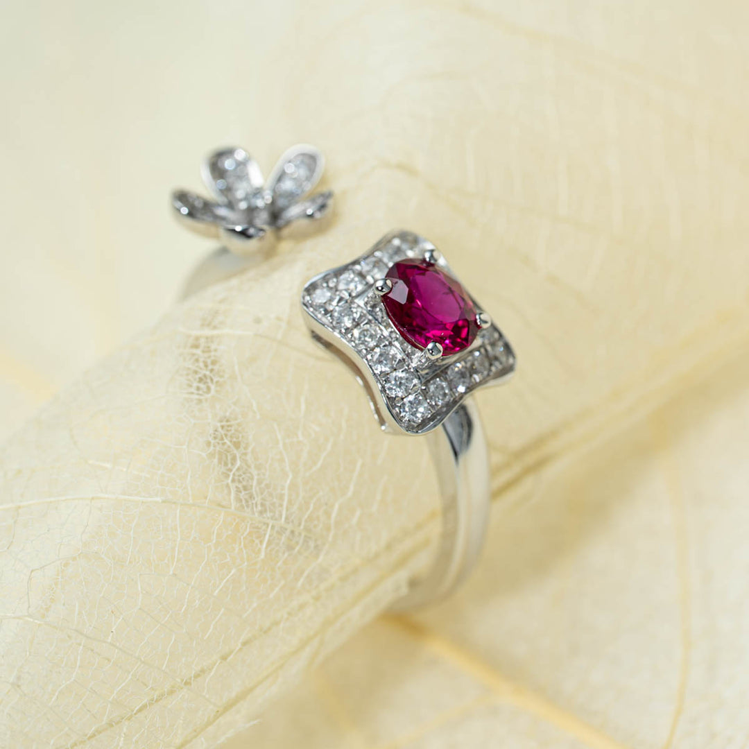 No Heat Natural Ruby Diamond Ring D:0.45ct d:0.227ct – 18K Gold Unheated