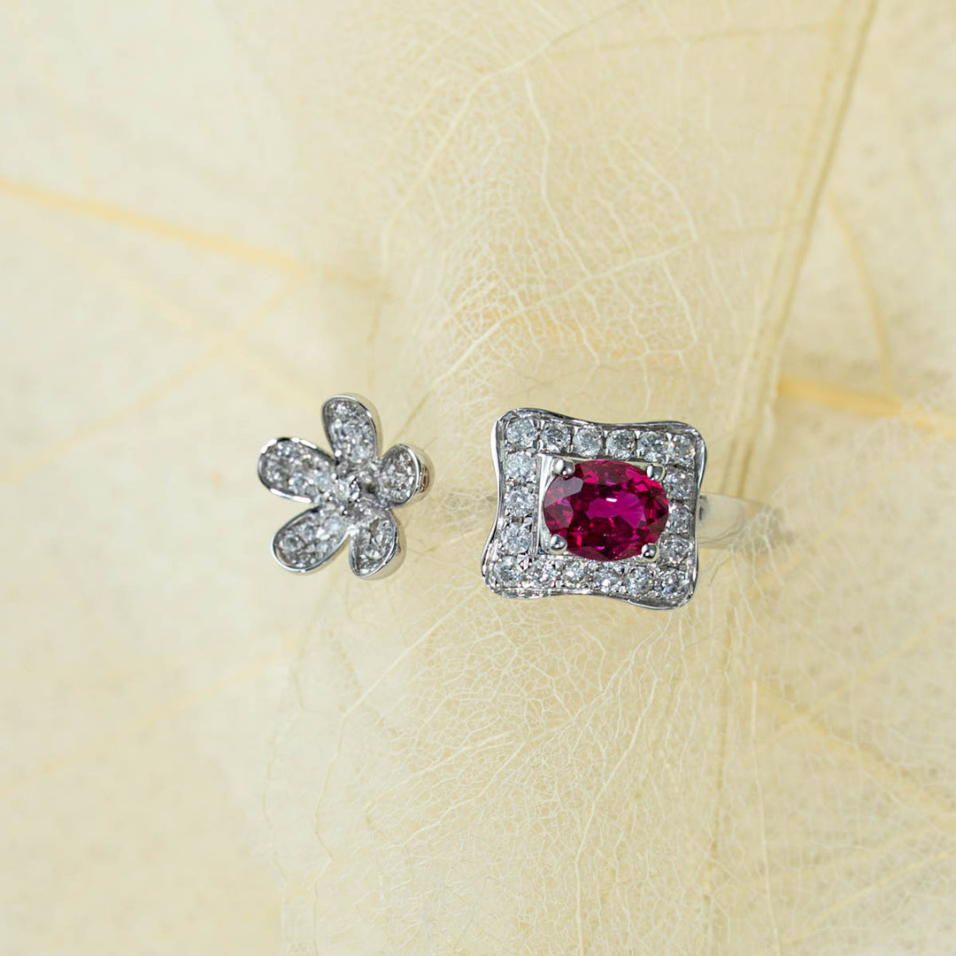 No Heat Natural Ruby Diamond Ring D:0.45ct d:0.227ct – 18K Gold Unheated