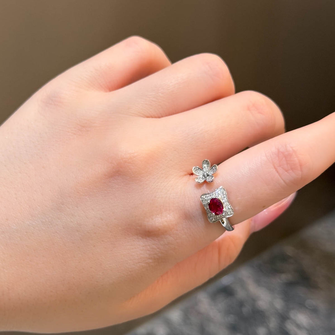 No Heat Natural Ruby Diamond Ring D:0.45ct d:0.227ct – 18K Gold Unheated