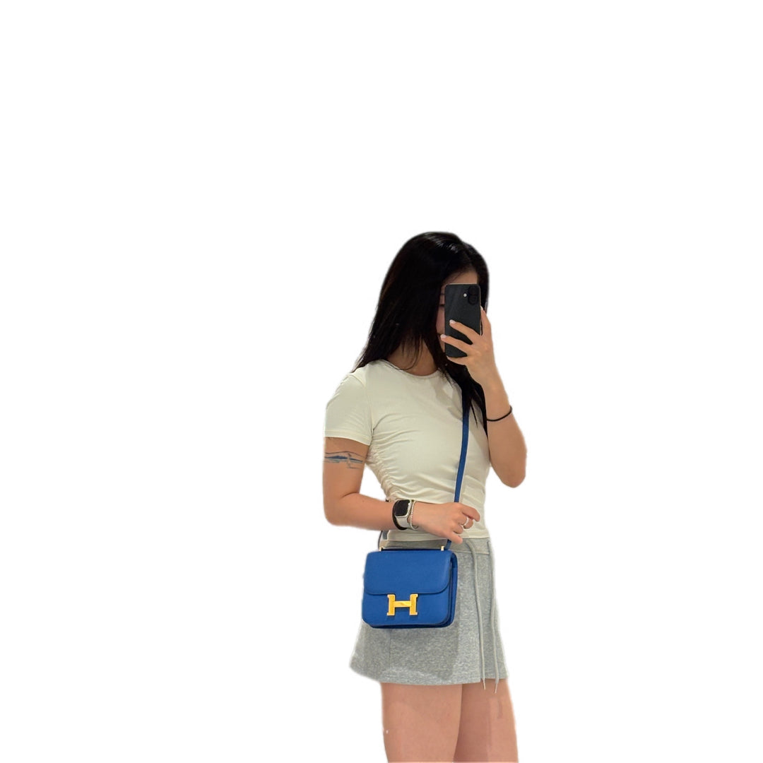 Hermes Constance Mini Bag  Blue Swift GHW