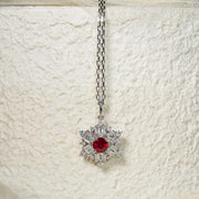 Natural Ruby Diamond Necklace. D:0.3ct d:0.339ct 18K Gold