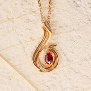 Natural Ruby Necklace.  D:0.18ct 18K