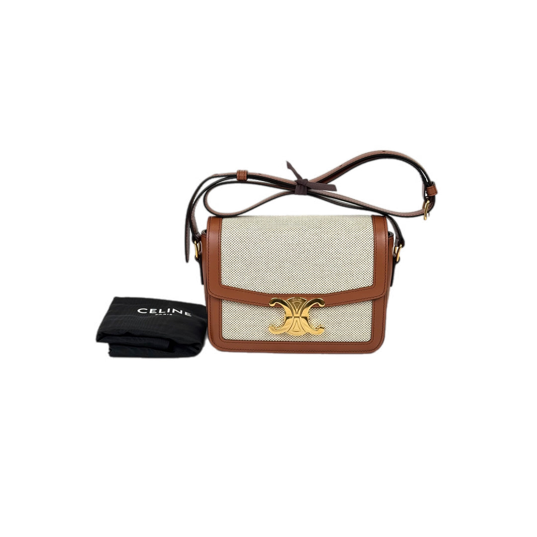 Celine Triomphe Teen 18.5cm Brown Canvas