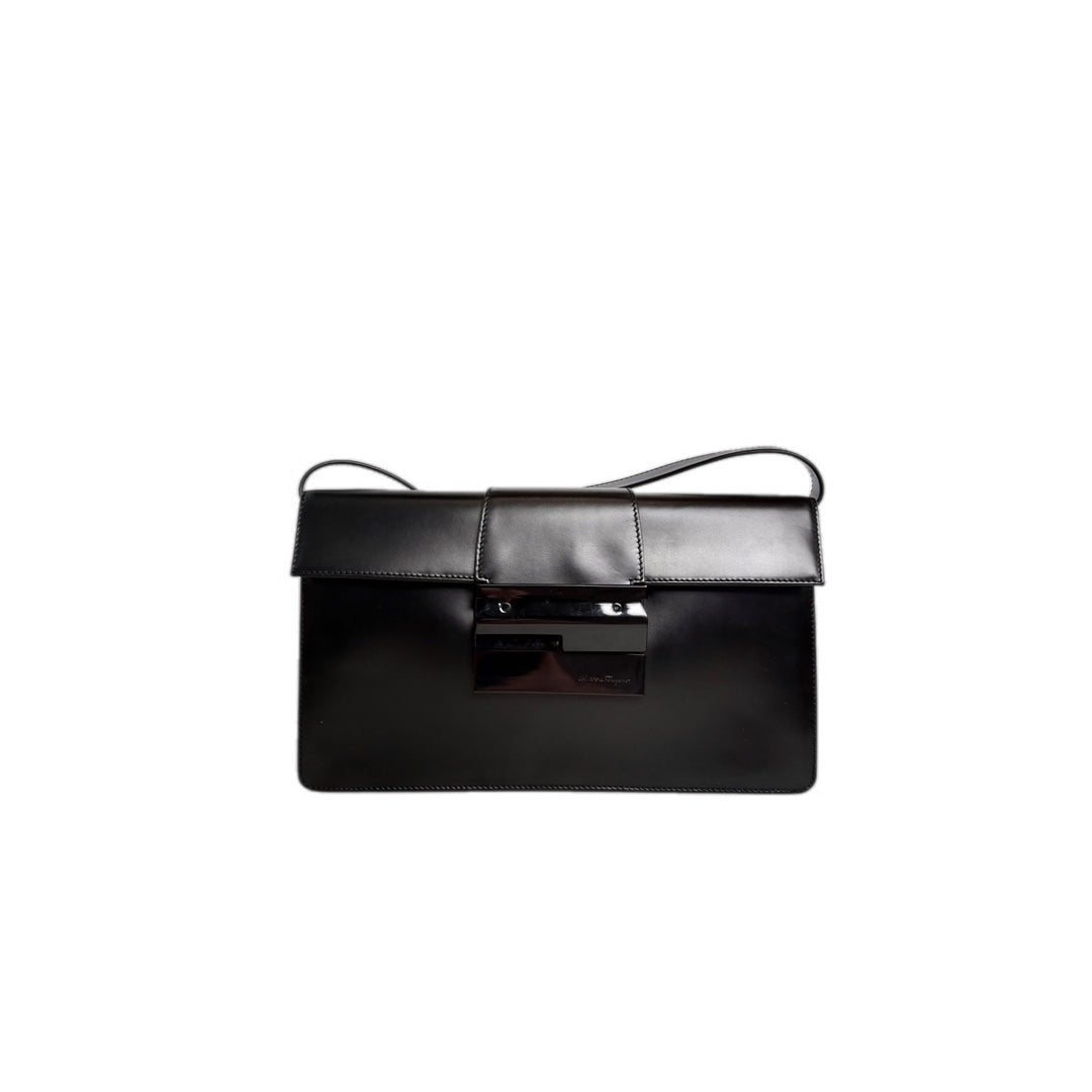 Ferragamo Salvatore Black Leather Clutch