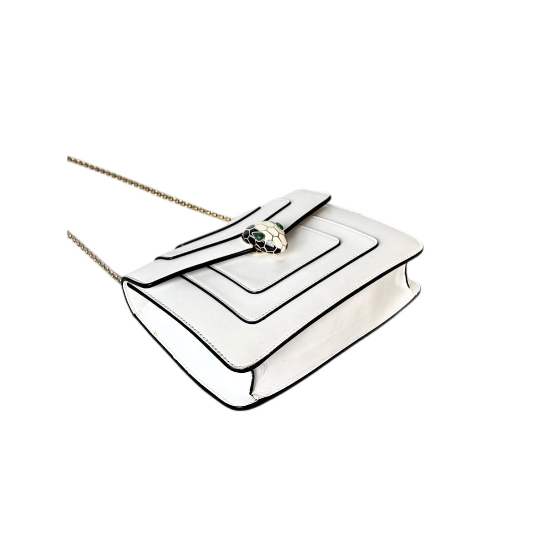 Bvlgari Serpenti Bag Cross Body Mini White Calfskin