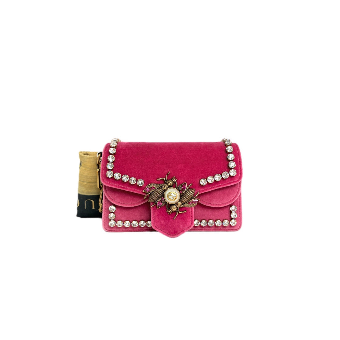 Gucci Velvet Broadway Chain Shoulder Bag