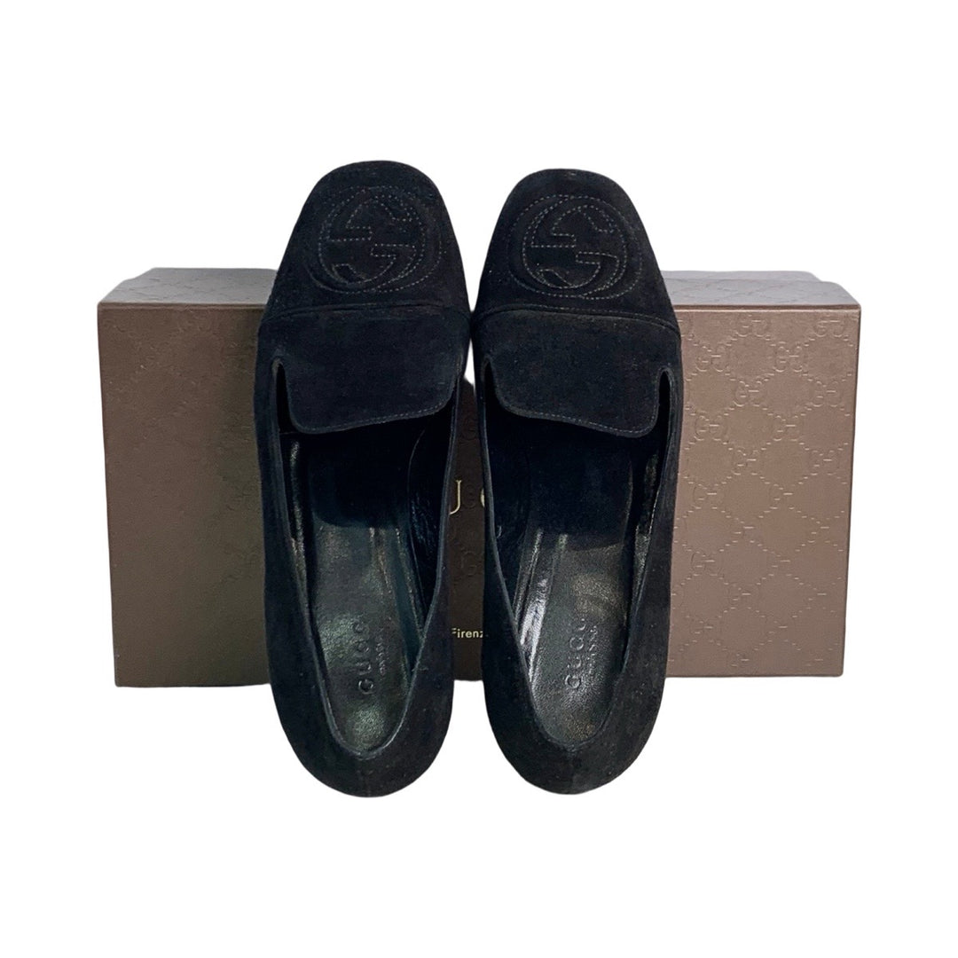 Gucci Black Horsebit Loafer Schwarzem Leather Shoes #37.5