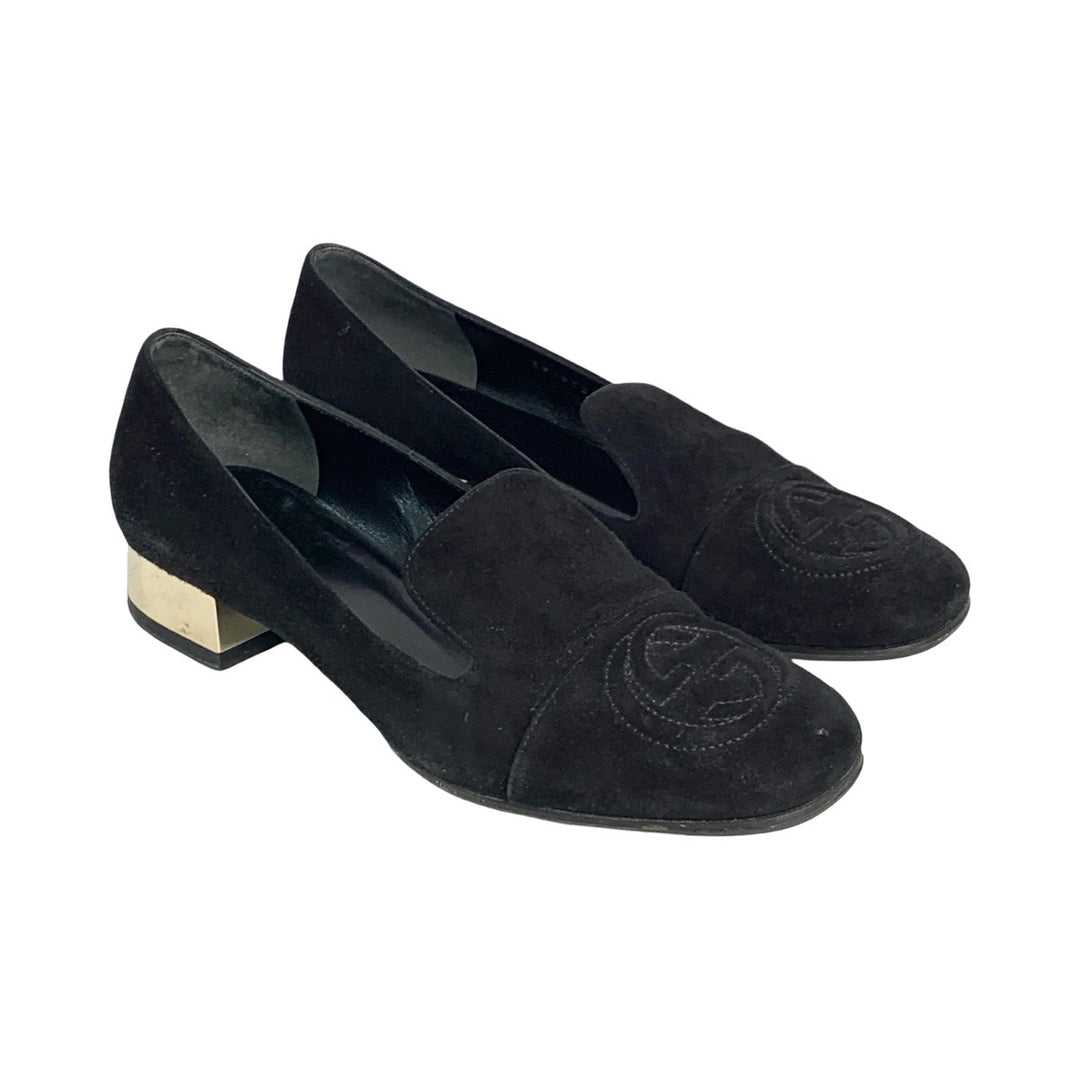 Gucci Black Horsebit Loafer Schwarzem Leather Shoes #37.5