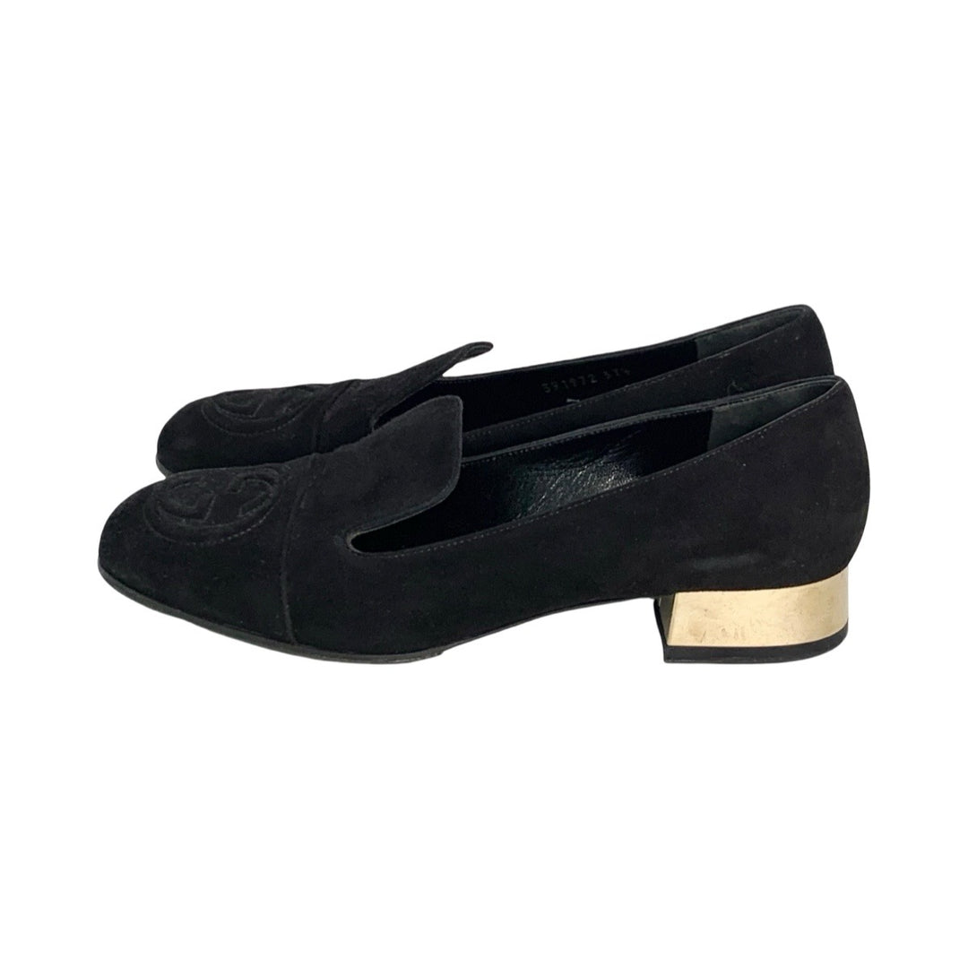 Gucci Black Horsebit Loafer Schwarzem Leather Shoes #37.5