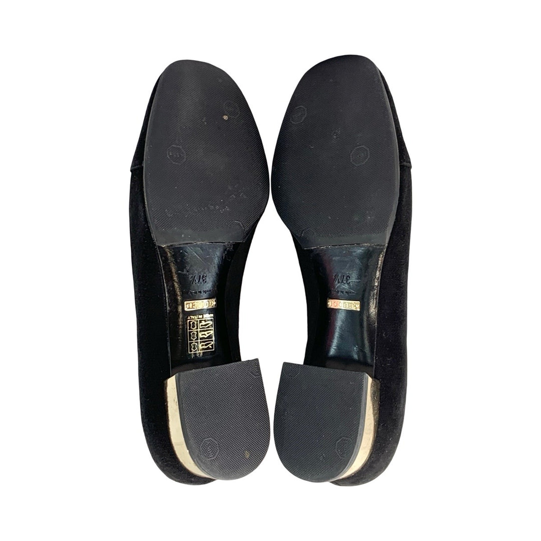 Gucci Black Horsebit Loafer Schwarzem Leather Shoes #37.5