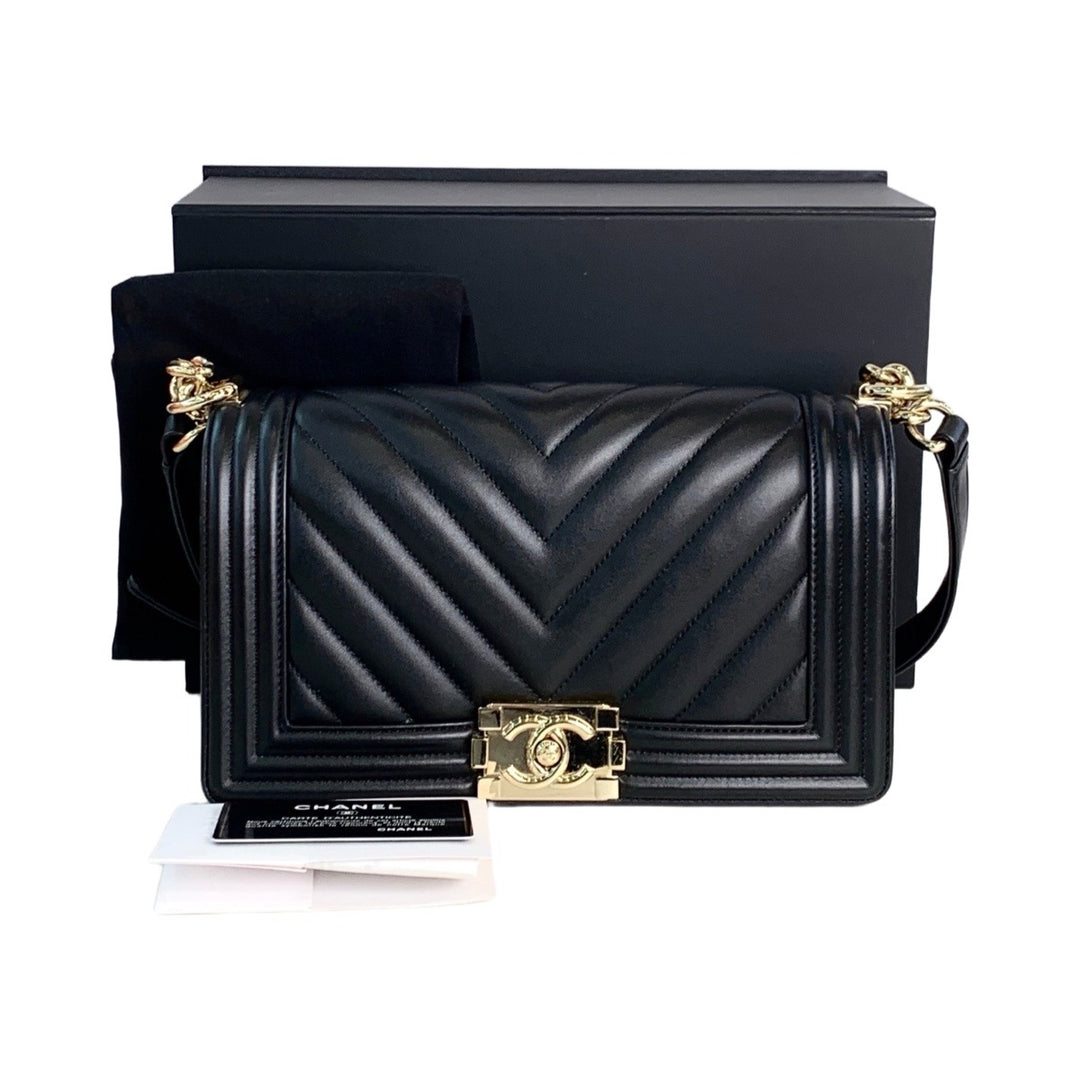 Chanel Leboy Medium Black Chevron Bag