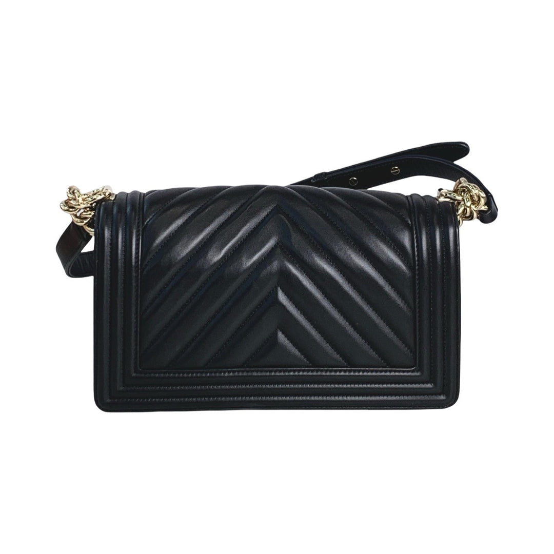 Chanel Leboy Medium Black Chevron Bag