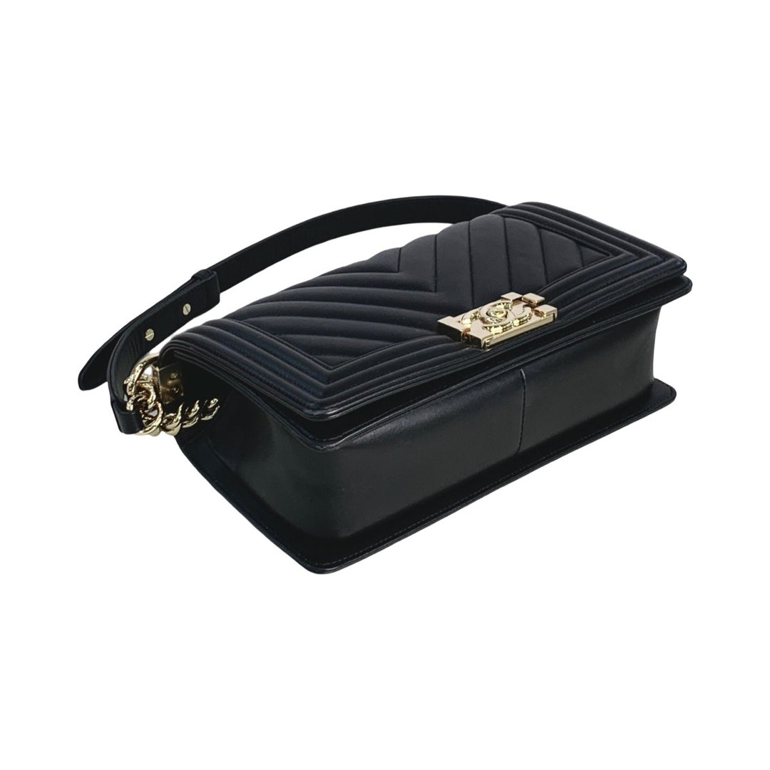 Chanel Leboy Medium Black Chevron Bag
