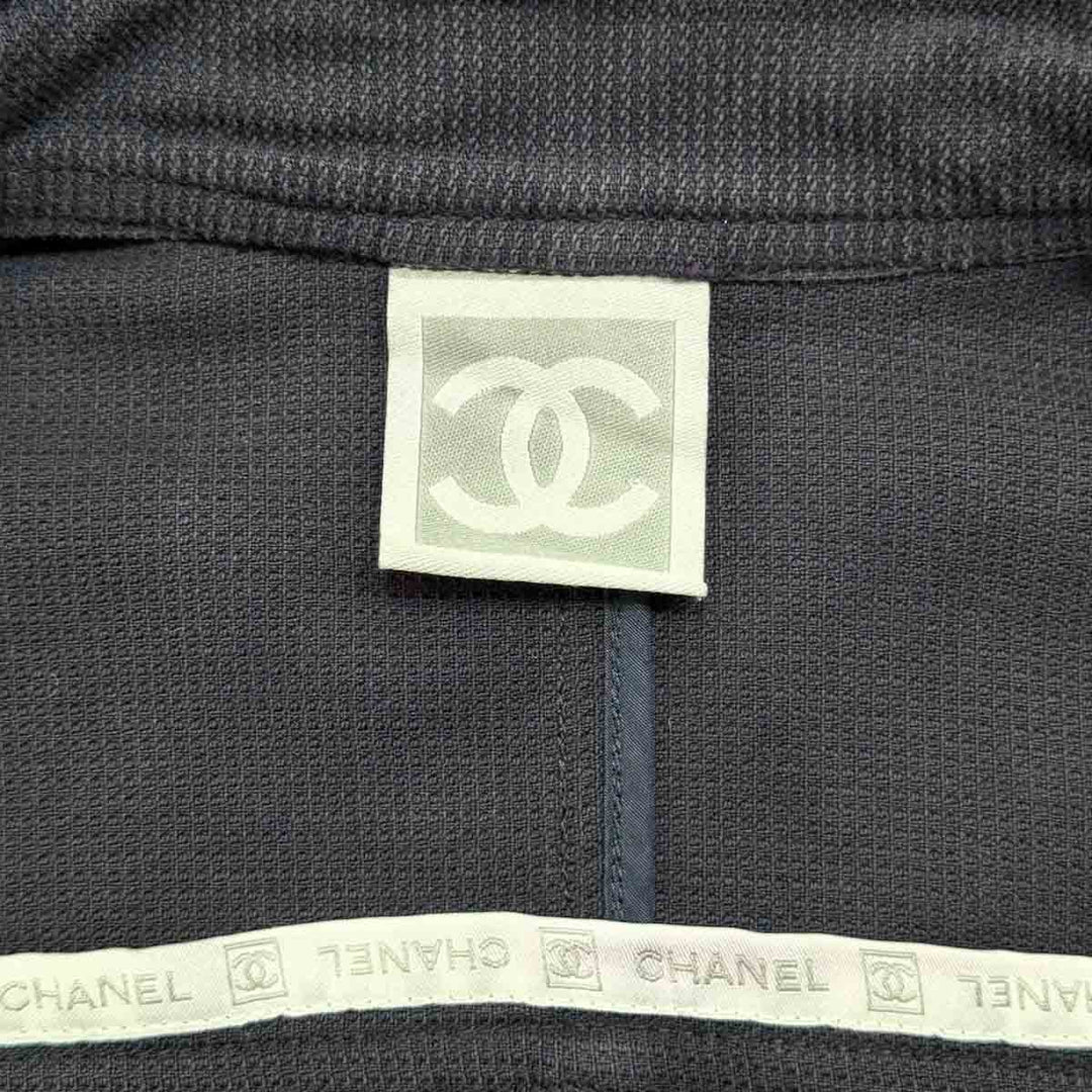 Chanel Clothing Navy Zip Up Cotton Jacket #36