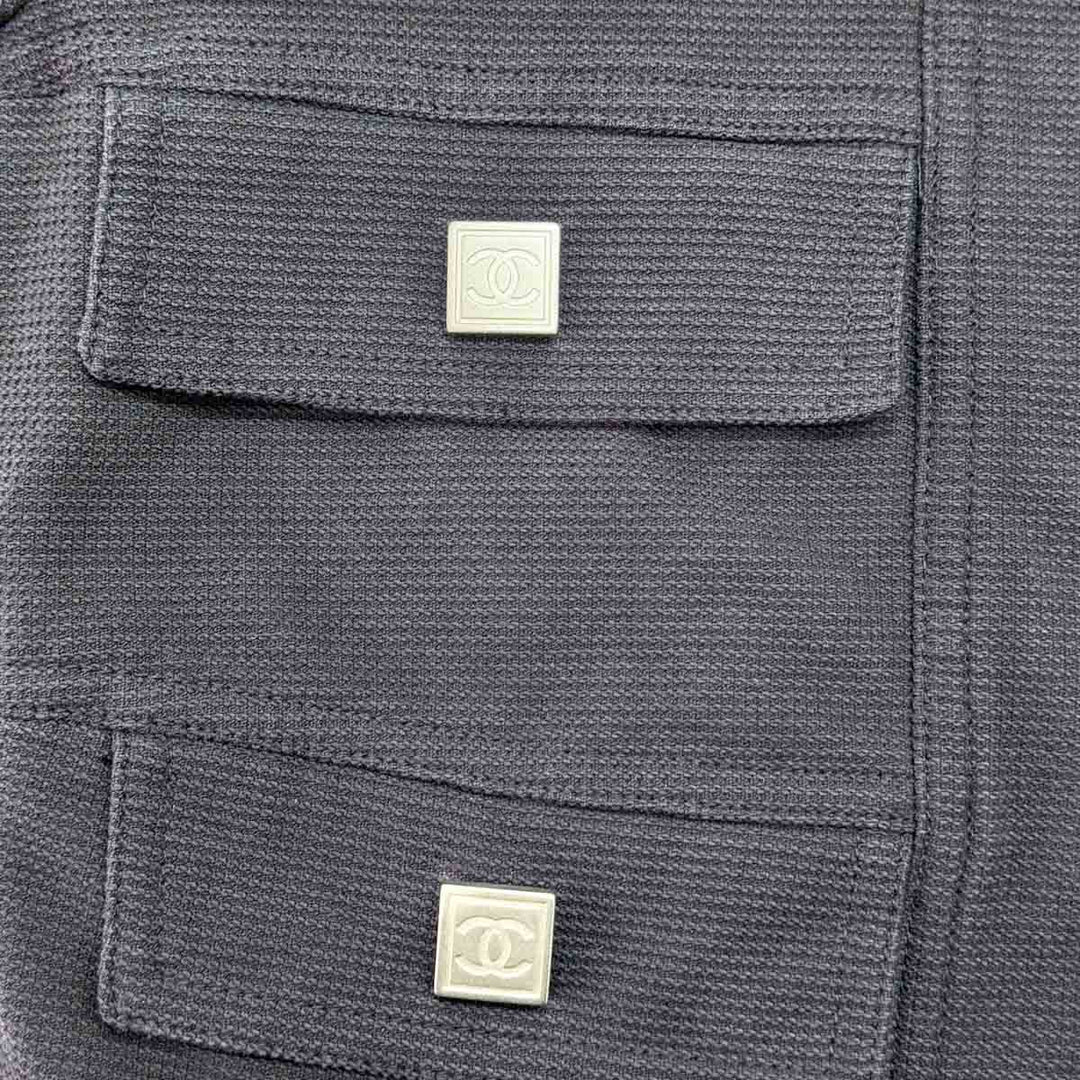Chanel Clothing Navy Zip Up Cotton Jacket #36