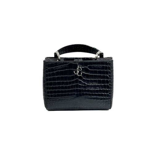 JIMMY CHOO クロコ風　ブラック ボディバッグ Jimmy Choo】ジミーチュウ『YORK クロコ エンボス加工 レザーベルト