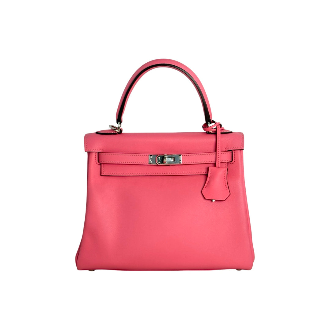 Hermes Kelly 25cm Pink Swift Silver Hardware