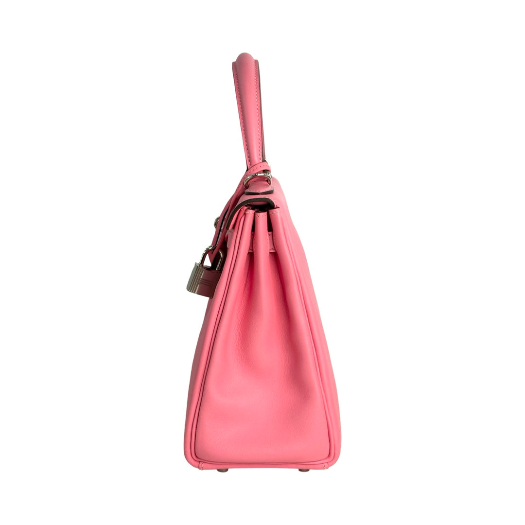 Hermes Kelly 25cm Pink Swift Silver Hardware