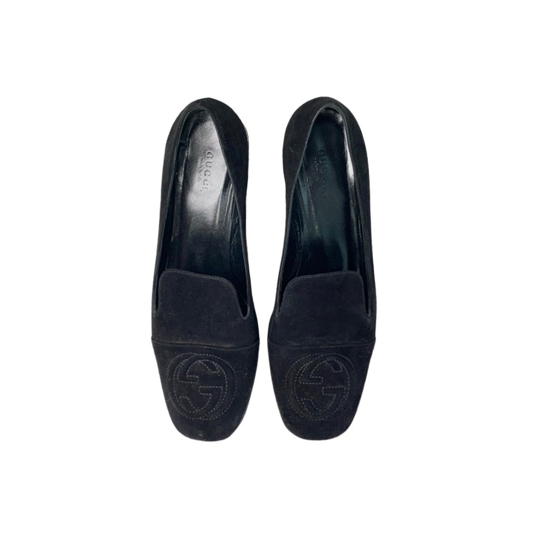 Gucci Black Horsebit Loafer Schwarzem Leather Shoes #37.5
