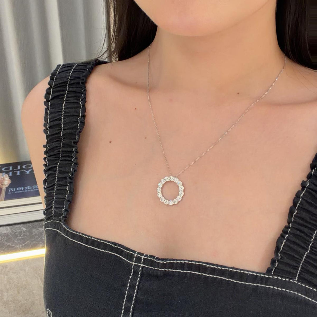 Natural White Diamond Stone Necklace 2.46ct F VS —18K Gold