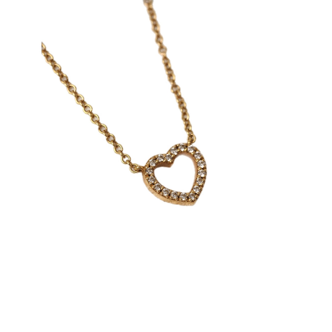 Tiffany 18K Rose Gold Open Diamond Heart Necklace
