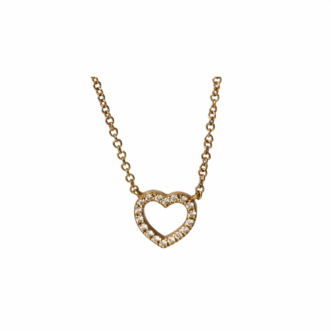 Tiffany 18K Rose Gold Open Diamond Heart Necklace