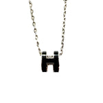 Hermes Mini H Pop Necklace Black Silver - Jiaxyk