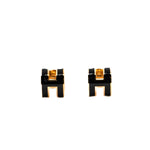 Hermes H Pop Earrings Black Rose Gold - Jiaxyk