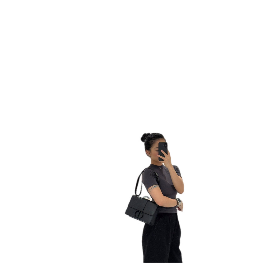 Dior 30 Montaigne Medium SO Black Leather Bag