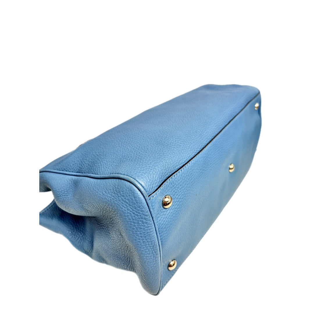 Gucci Bamboo Shopper Blue Tote Bag