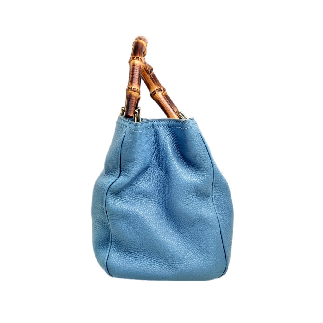 Gucci Bamboo Shopper Blue Tote Bag