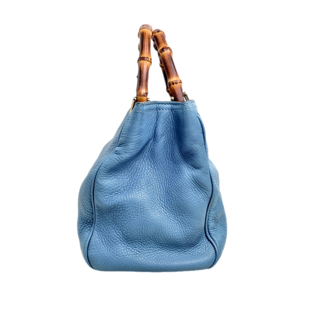 Gucci Bamboo Shopper Blue Tote Bag