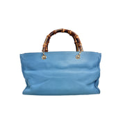 Gucci Bamboo Shopper Blue Tote Bag