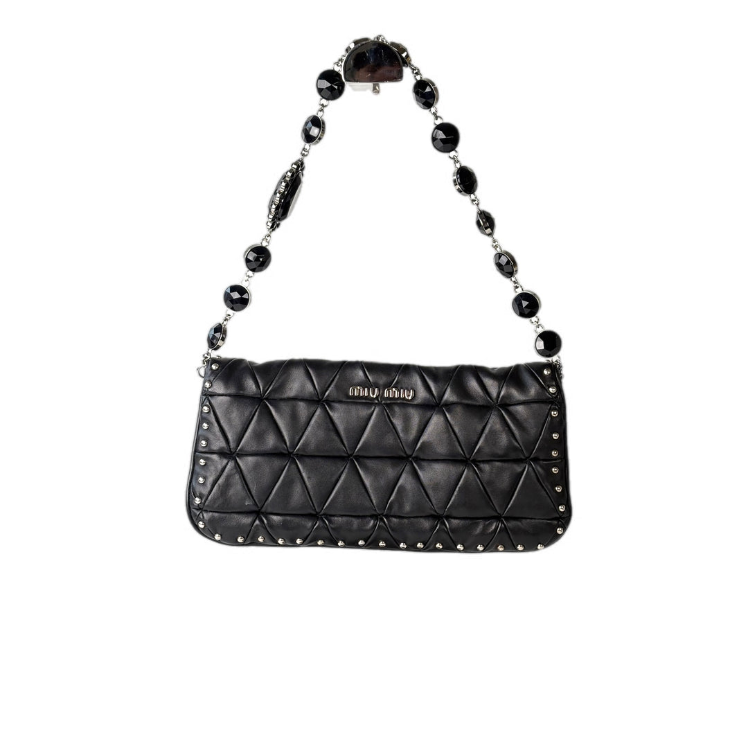 Miumiu Black Crystal Hobo Bag