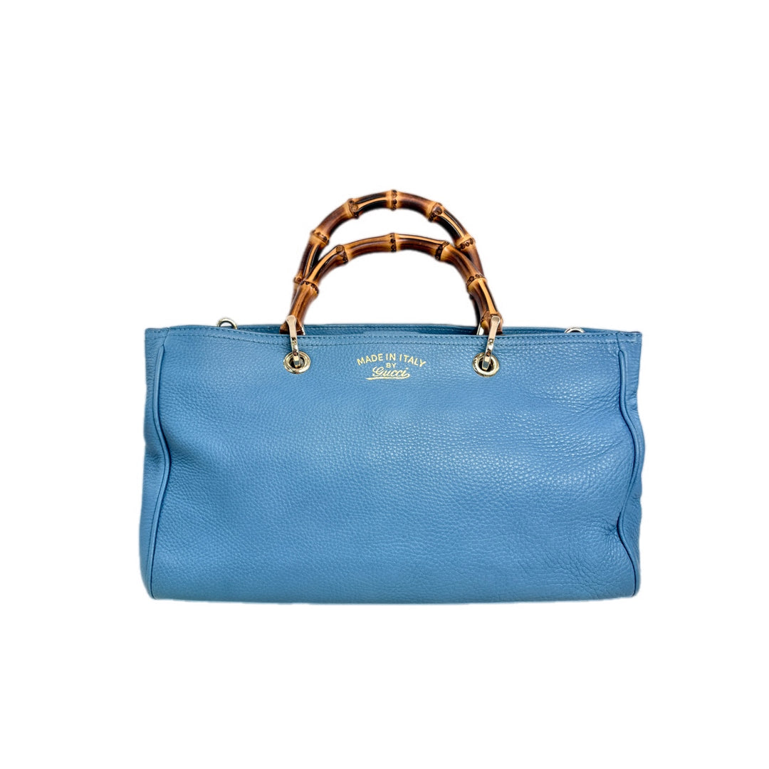 Gucci Bamboo Shopper Blue Tote Bag