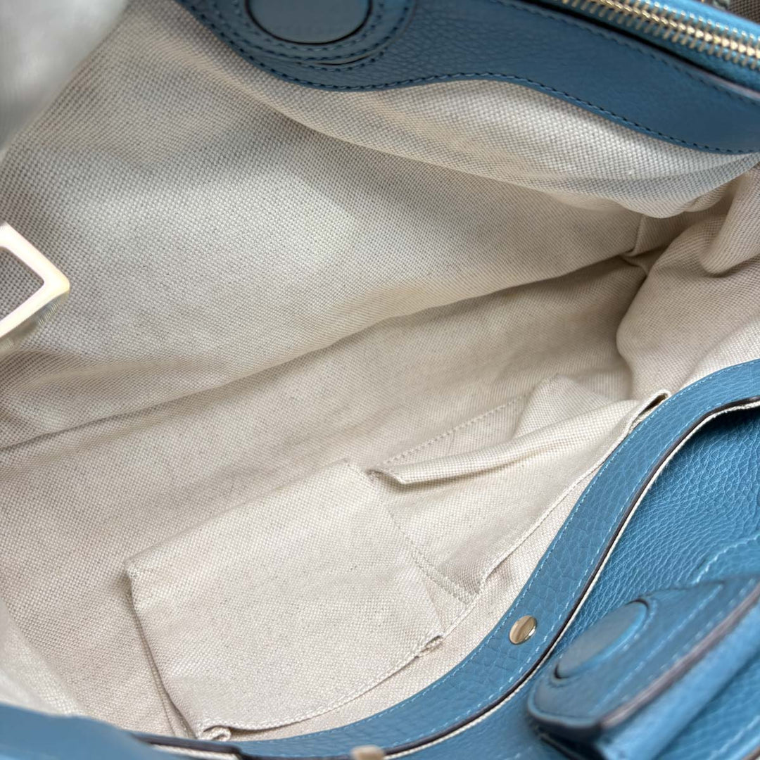 Gucci Bamboo Shopper Blue Tote Bag