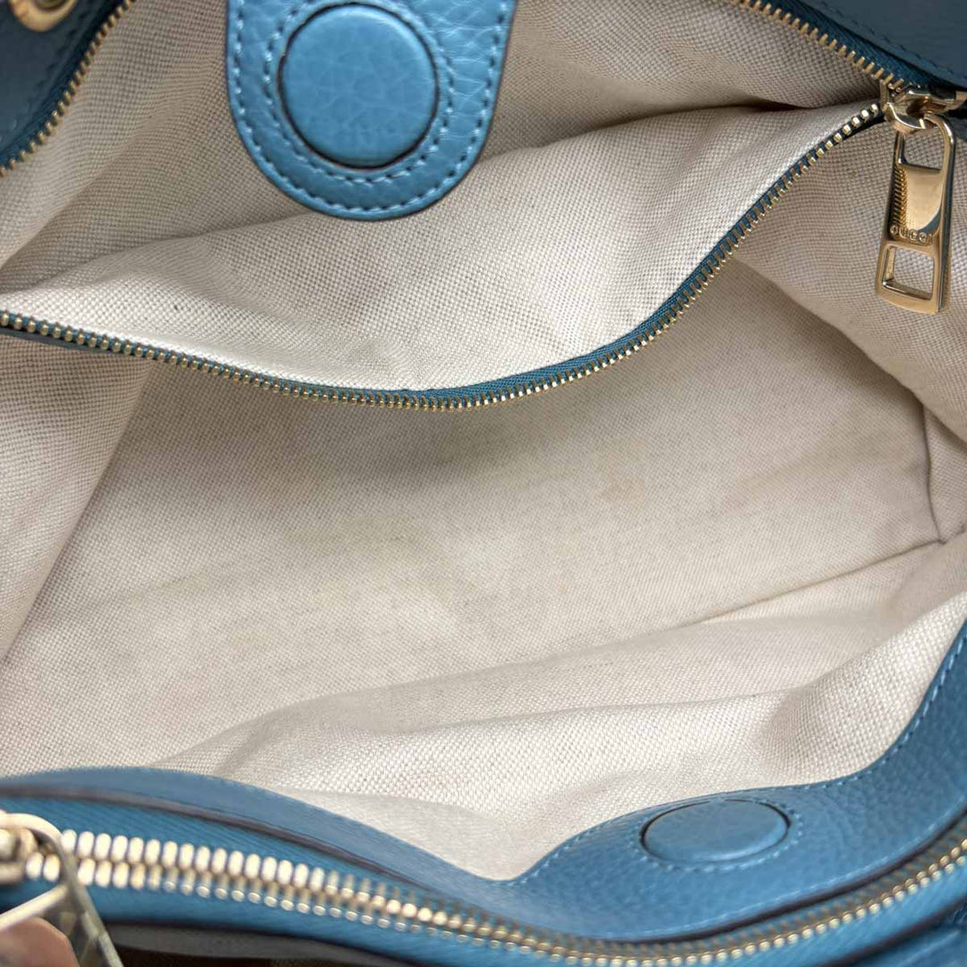 Gucci Bamboo Shopper Blue Tote Bag