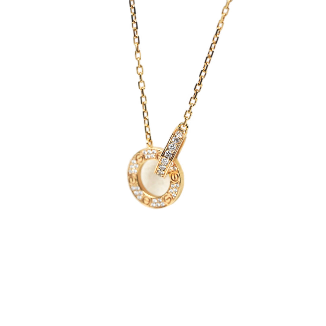 Cartier Love Necklace Paved 18K Rose Gold