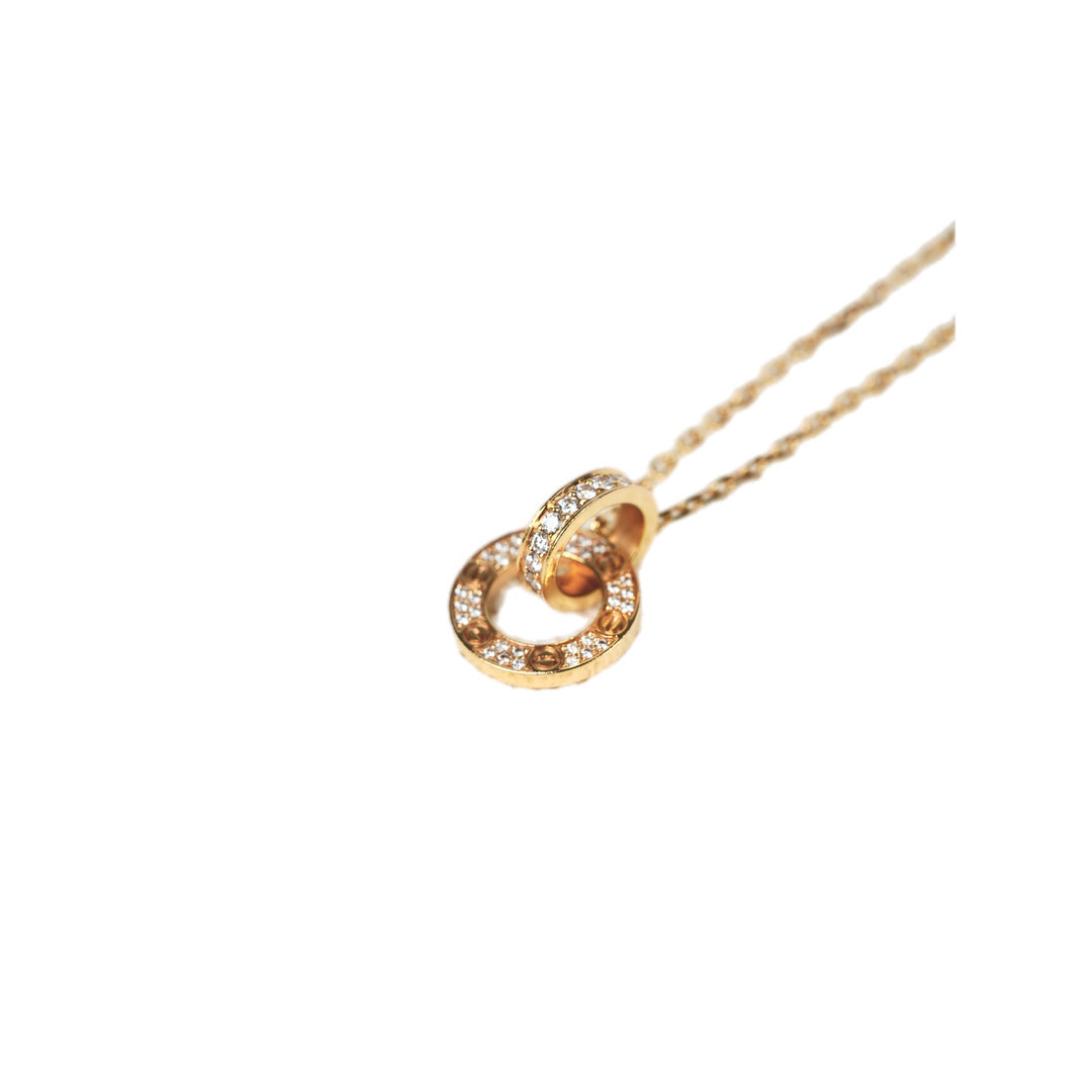 Cartier Love Necklace Paved 18K Rose Gold