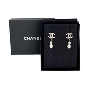 Chanel 25C CC Crystal Pearl Drop Earring