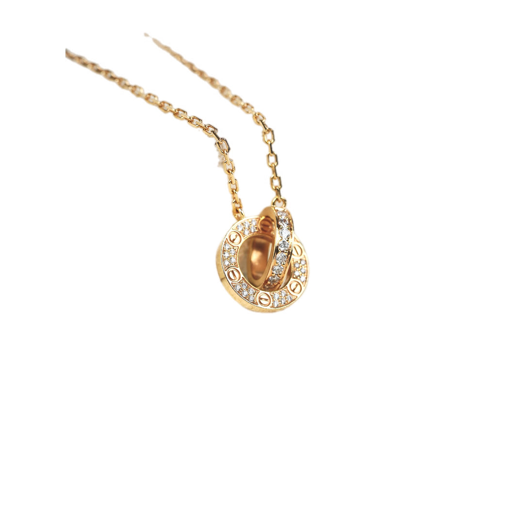 Cartier Love Necklace Paved 18K Rose Gold