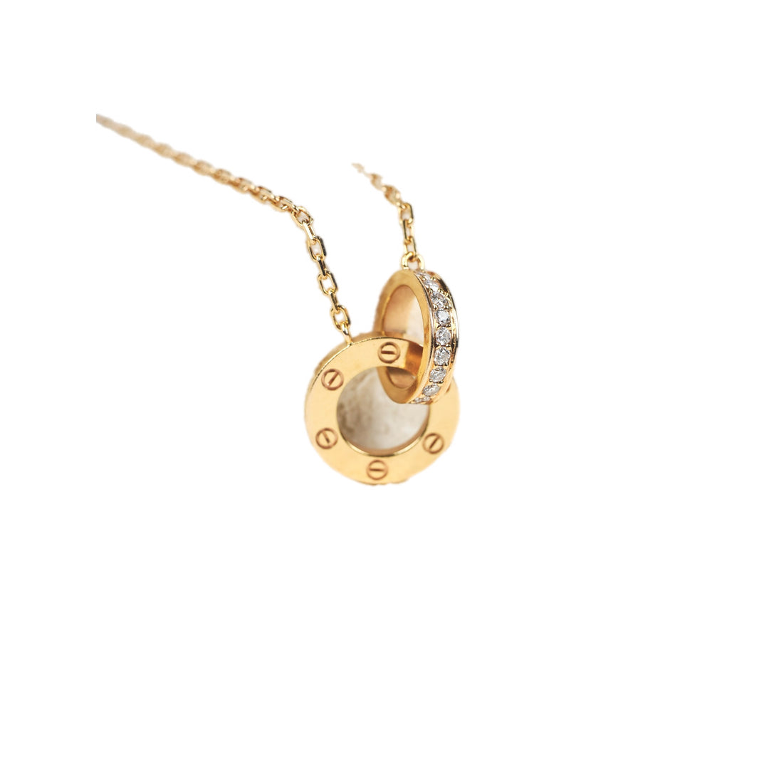 Cartier Love Necklace Paved 18K Rose Gold