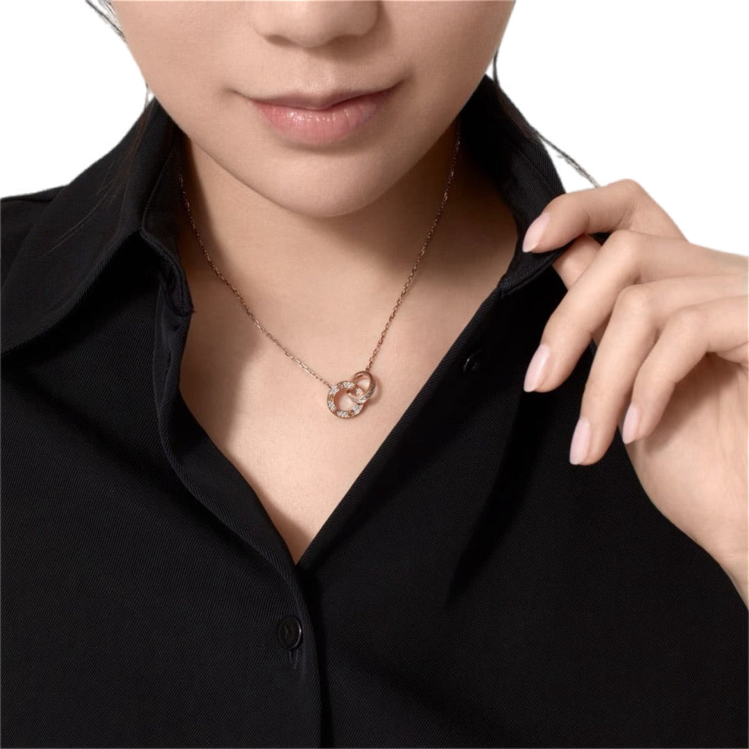 Cartier Love Necklace Paved 18K Rose Gold