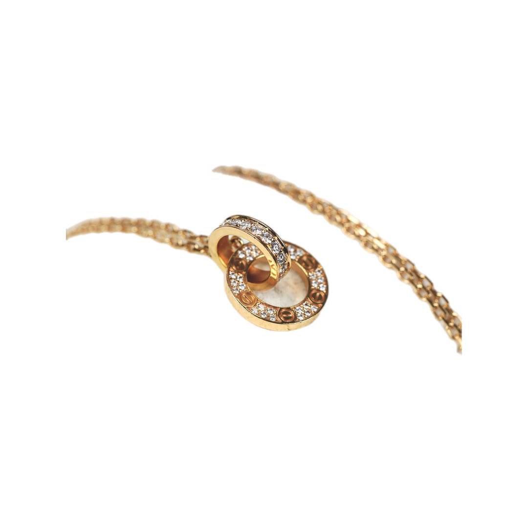 Cartier Love Necklace Paved 18K Rose Gold