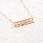 Tiffany 18K Diamond Open Horizontal Bar Necklace