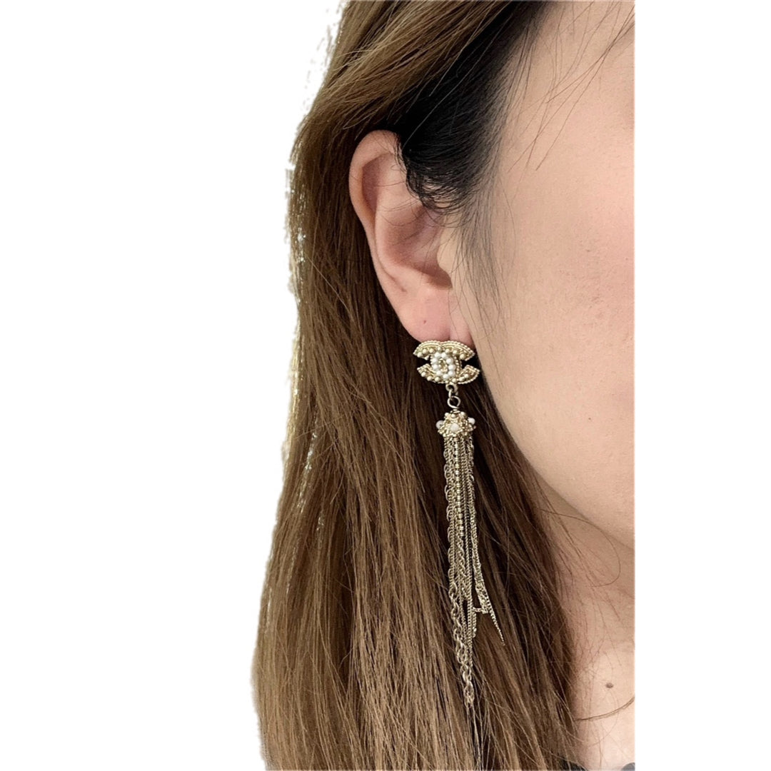 Chanel CC Logo Tassel Earring